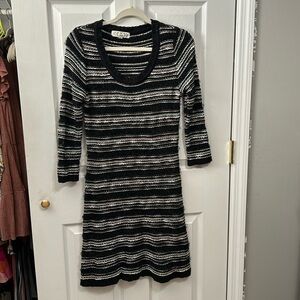 Pink Rose dress. 3/4 length sleeves. Midi length. Size L.